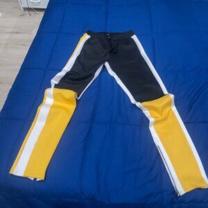 Kayden K Colorblock Track Pants Joggers Black Yellow White Size S